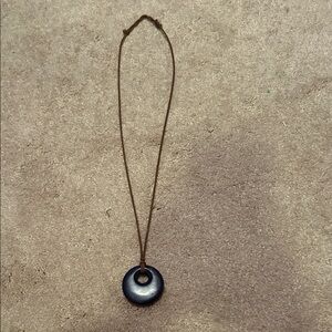Elegant navy  Pendant Necklace with leather chain